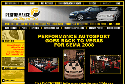 performance car web site design, marketing and advertising for race car company